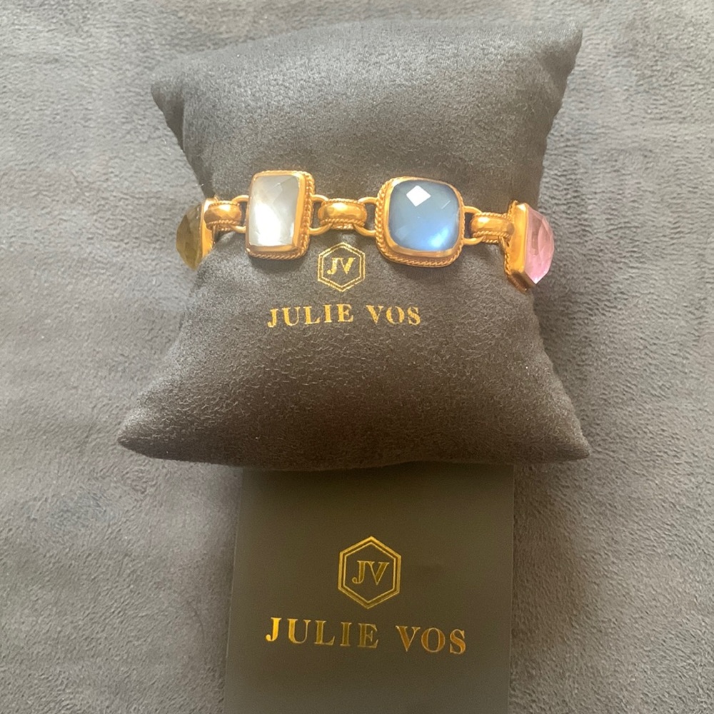 New!Julie Vos Savoy Demi Bracelet ColorIridescent Multi-Stone bracelet 24k gp